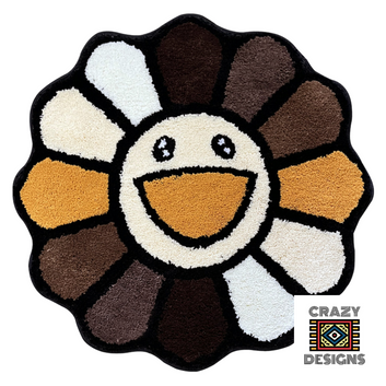 Custom Tufted 'Murakami' Happy Sunflower Non-Slip Carpet Rug