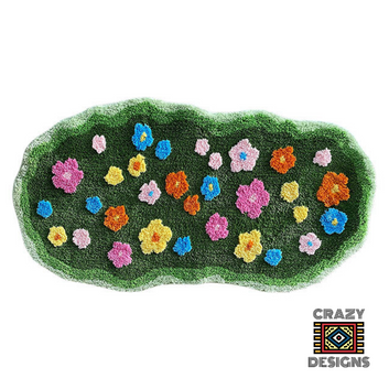 Custom Tufted 3D Flower Field Moss Nature Carpet Rug