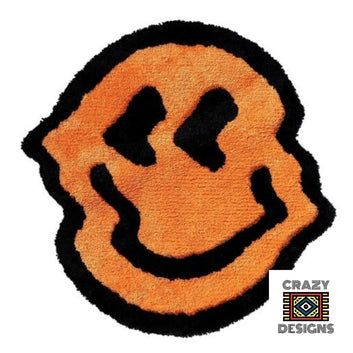 Custom Tufted Rainbow Twisted Smiling Face Plush Non-Slip Carpet Rug