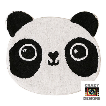 Custom Tufted Panda & Cat Face Cute Non-Slip Bathroom Carpet Rugs