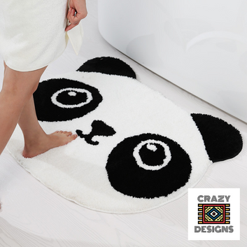 Custom Tufted Panda & Cat Face Cute Non-Slip Bathroom Carpet Rugs