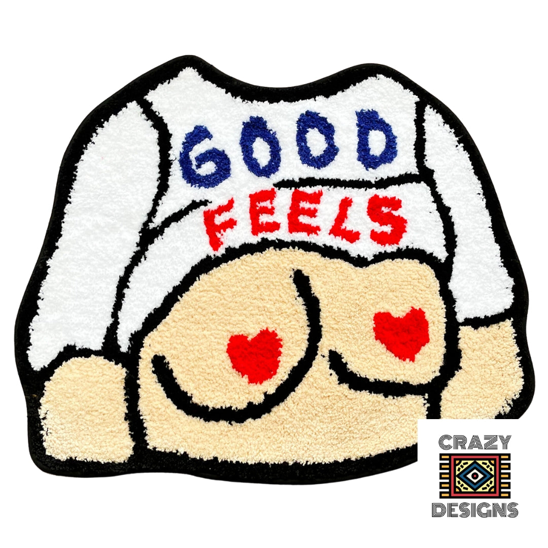 Custom Tufted "Good Feels" Boobs Funny Jokes Non-Slip Carpet Rug