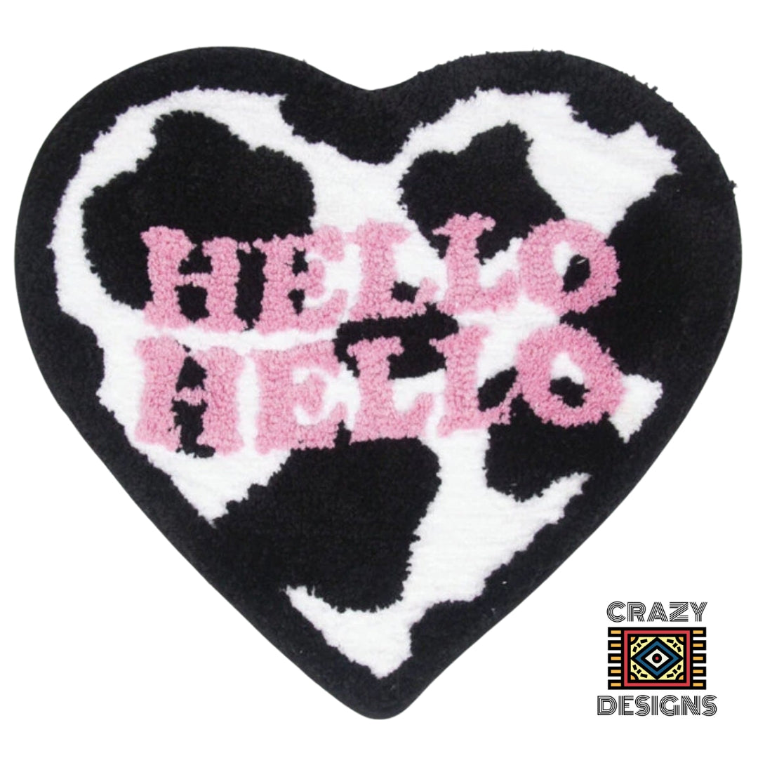 Custom Tufted "Hello Hello" And "Earth" Love Hearts Non-Slip Carpet Rug