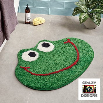 Custom Tufted Happy Smiling Green Frog Non-Slip Plush Carpet Rug