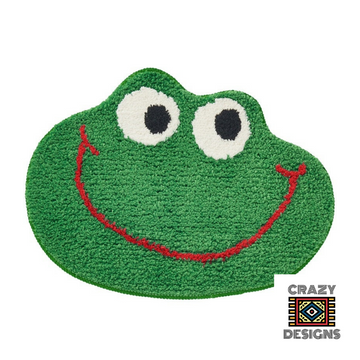 Custom Tufted Happy Smiling Green Frog Non-Slip Plush Carpet Rug