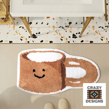 Custom Tufted Coffee Mug & Taiyaki Fish Non-Slip Bathroom Carpet Rugs