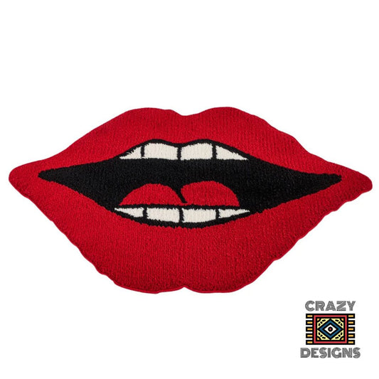 Custom Tufted Devil Red Lips Mouth Non-Slip Carpet Rug