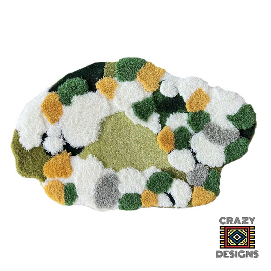 Custom Tufted 3D Fluffy Green Yellow Nature Plush Carpet Rug