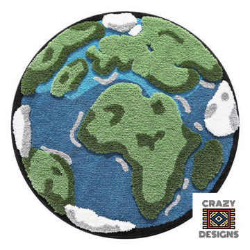 Custom Tufted 3D World Globe Nature Plush Carpet Rug