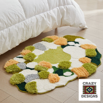 Custom Tufted 3D Fluffy Green Yellow Nature Plush Carpet Rug