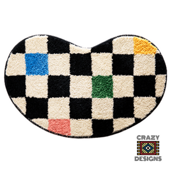 Custom Tufted Heart Shaped Checkered Non-Slip Bathroom Carpet Rug