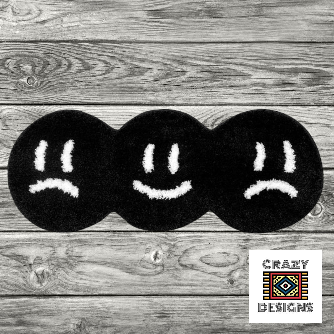 Sad Rug Custom Tufted Three Sad Happy Face Non-Slip Carpet Rug