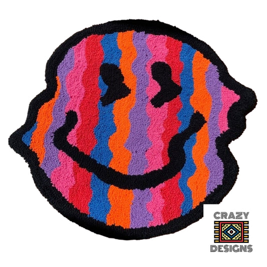 Custom Tufted Rainbow Twisted Smiling Face Plush Non-Slip Carpet Rug