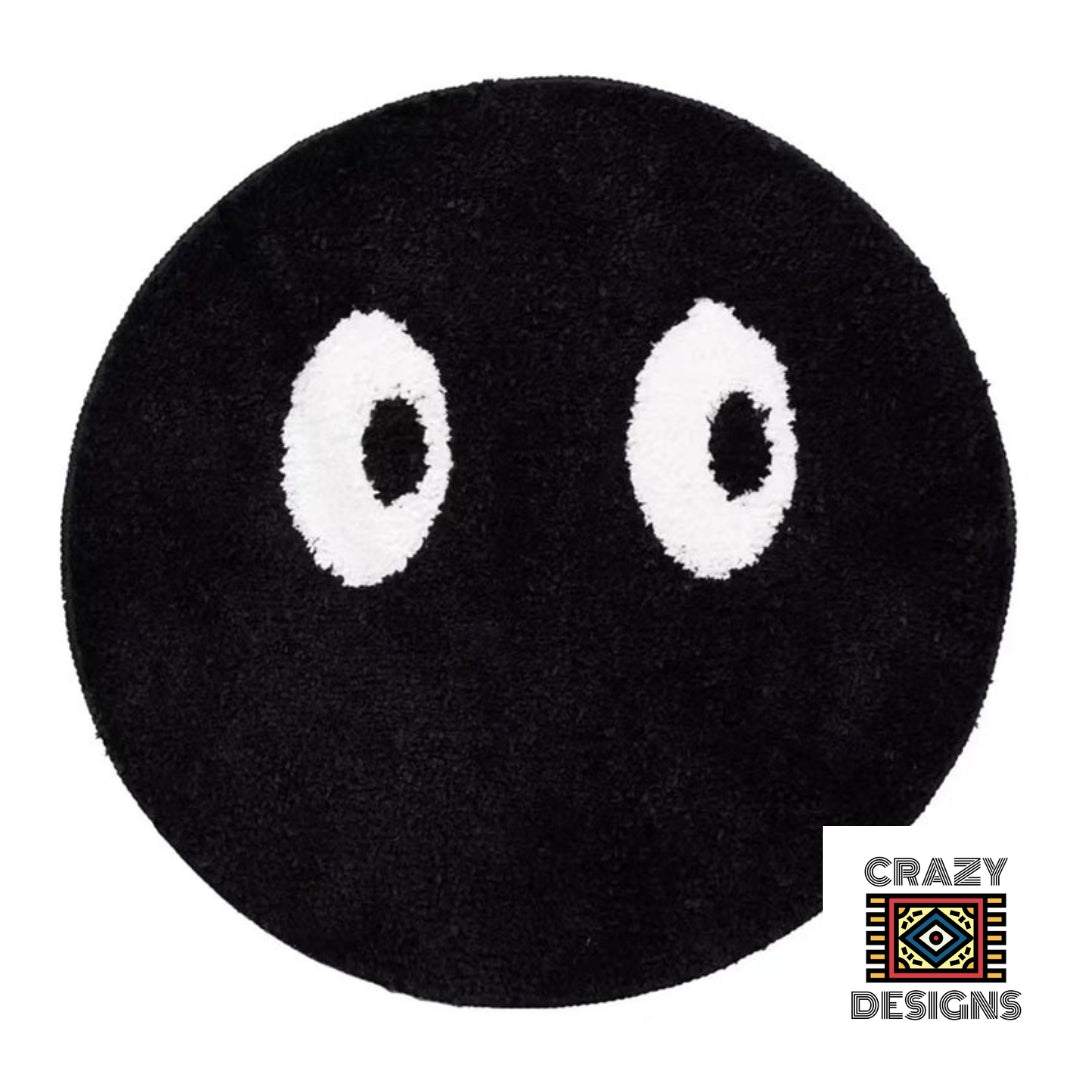 Custom Tufted Eye Balls Round Face Black Plush Non-Slip Carpet Rug