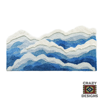 Custom Tufted Blue Mountain Wave Carpet Rug