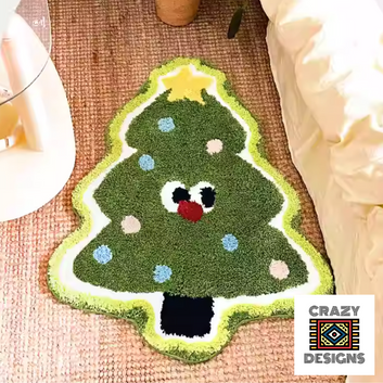 Custom Tufted Christmas Tree Face Plush Carpet Rug