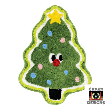 Custom Tufted Christmas Tree Face Plush Carpet Rug