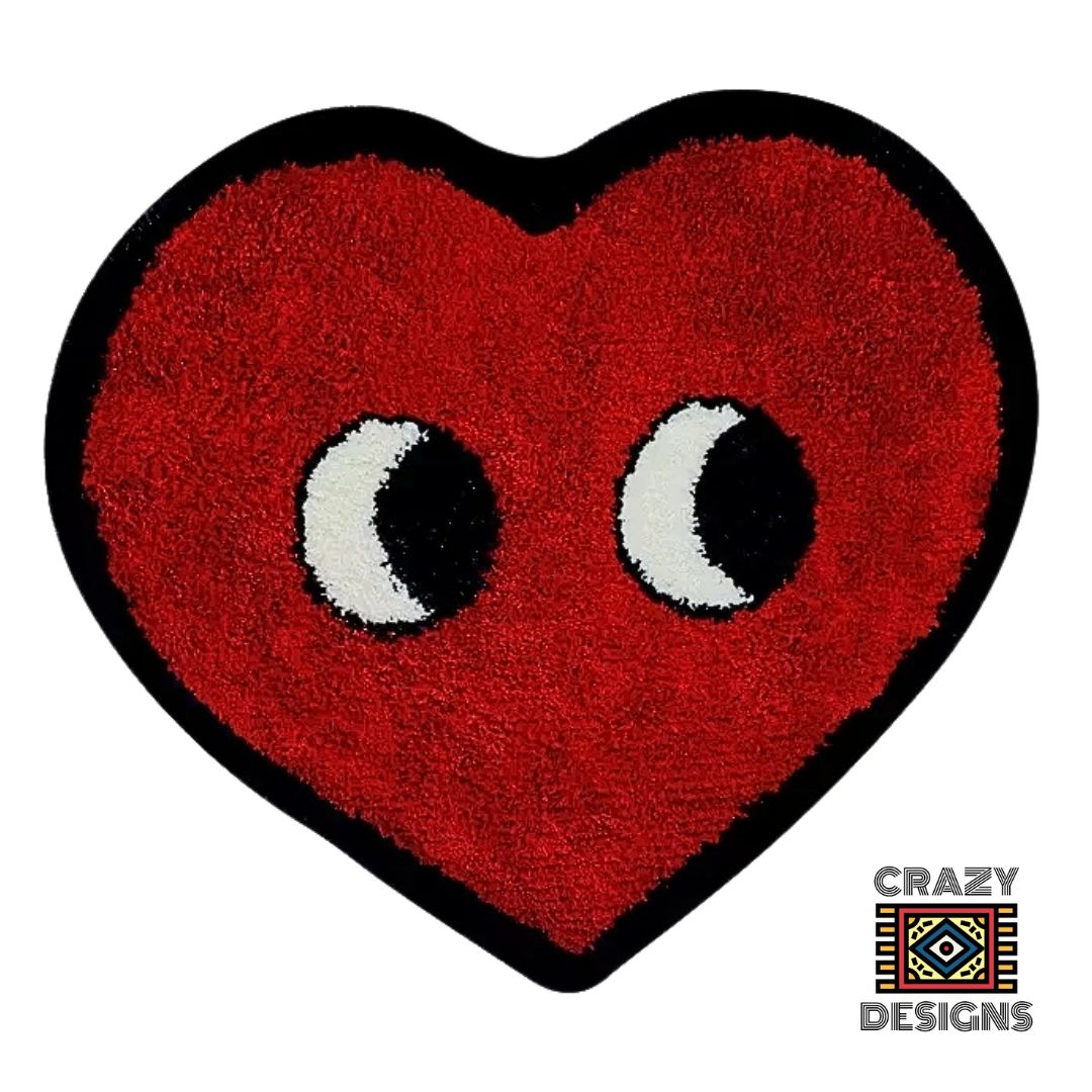 Scared Heart Rug Custom Tufted Red Love Heart Face Plush Carpet Rug