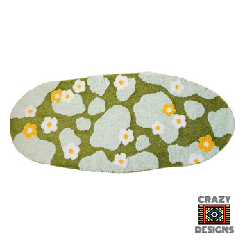 Custom Tufted 3D Green Field Flower Nature Plush Carpet Rug