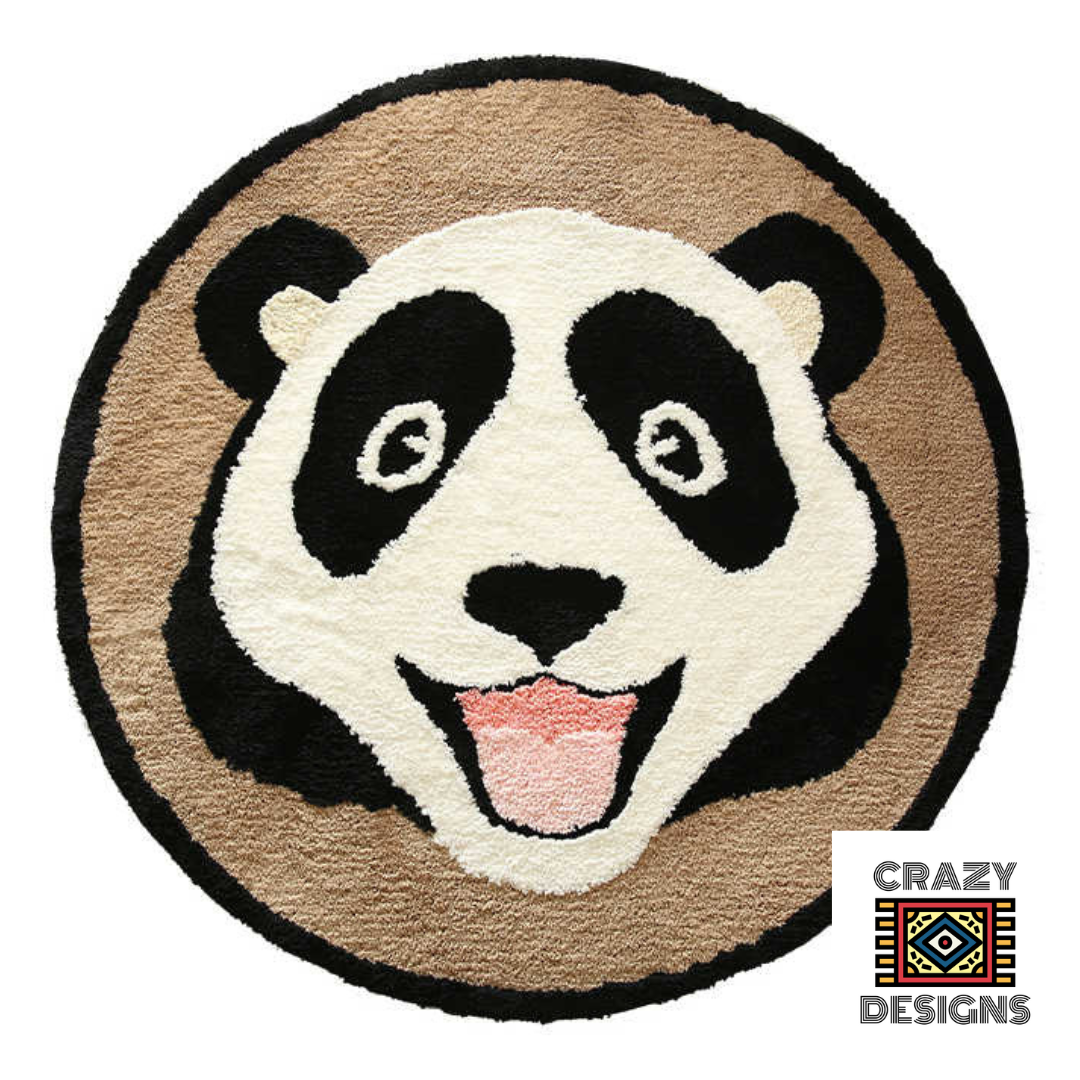 Custom Tufted Happy Panda Face Non-Slip Carpet Area Rug