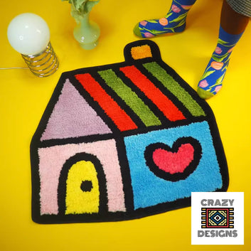 Custom Tufted Colourful Heart House Plush Carpet Rug