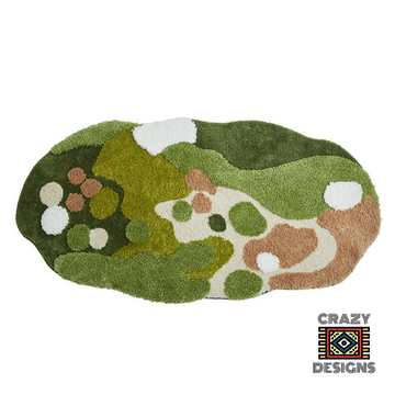 Custom Tufted 3D Green Land Moss Nature Plush Carpet Rug