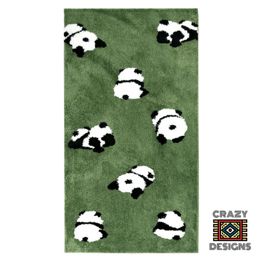 Custom Tufted Multiple Panda Rectangle Plush Carpet Rug