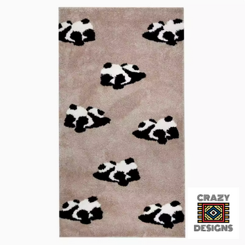 Custom Tufted Multiple Panda Rectangle Plush Carpet Rug