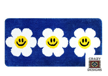 Custom Tufted Blue 'The Narcissus Flower' Non-Slip Plush Carpet Rug