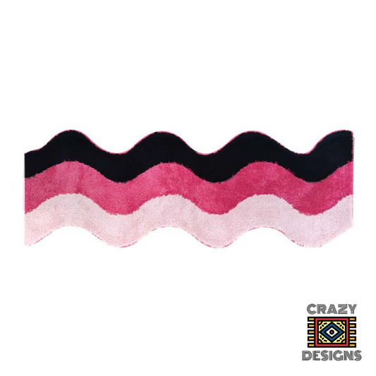 Custom Tufted Gradient & Black Pink Wave Carpet Rug