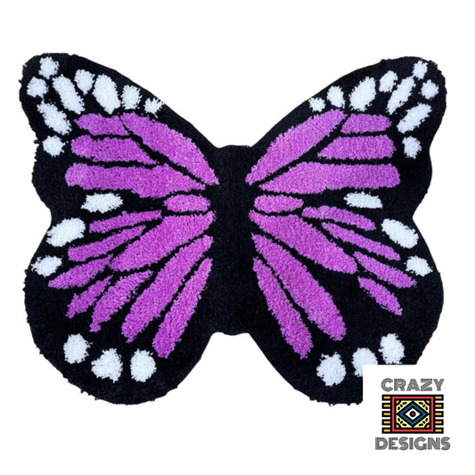 Custom Tufted Purple & Blue Butterfly Plush Bathroom Carpet Rug