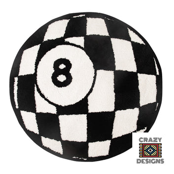 Custom Tufted Original Black And Checkered Eight Ball Carpet Rugs