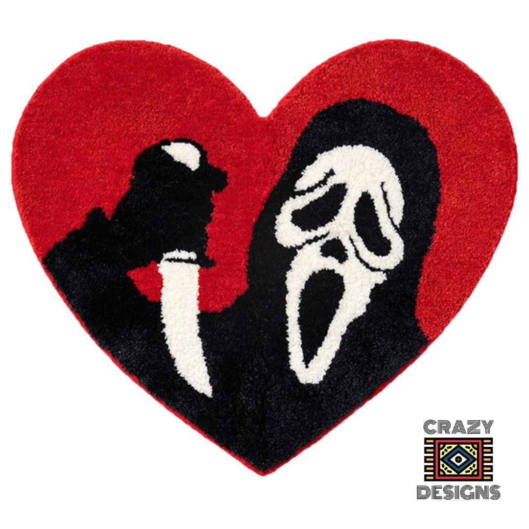 Custom Tufted Ghost Knife Heart Plush Carpet Rug