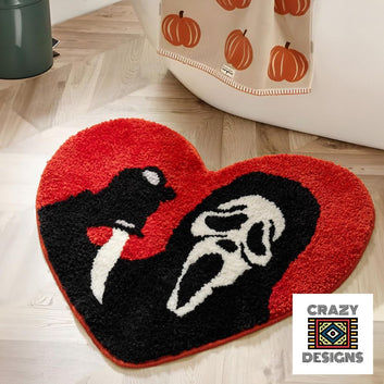 Custom Tufted Ghost Knife Heart Plush Carpet Rug