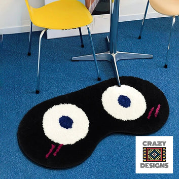 Custom Tufted Cartoon Black Eye Mask Non-Slip Plush Carpet Rug