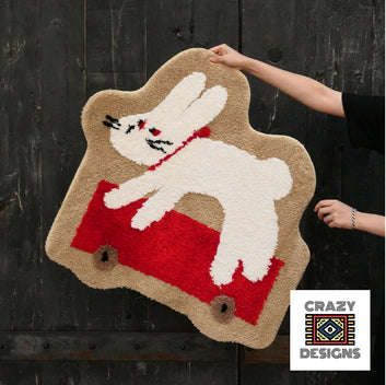 Custom Tufted Skateboarding Bunny Rabbit Non-Slip Plush Carpet Rug