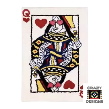 Custom Tufted Queen Of Hearts Poker Card Non-Slip Plush Carpet Rug