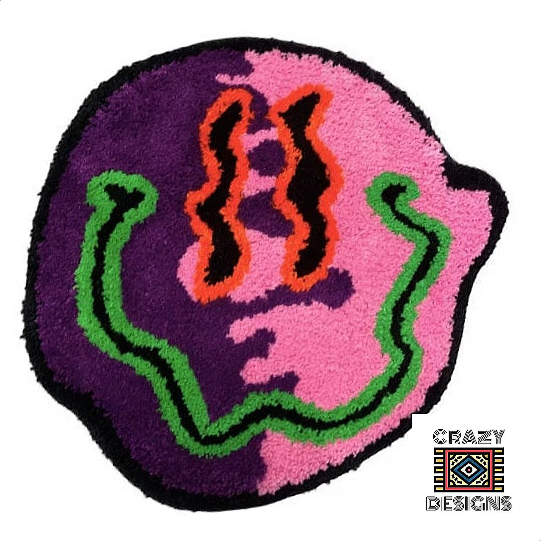 Custom Tufted Trippy Wavy Twist Smiley Face Non-Slip Carpet Rug