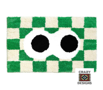 Custom Tufted Checkered Eyeballs Rectangular Non-Slip Plush Carpet Rug