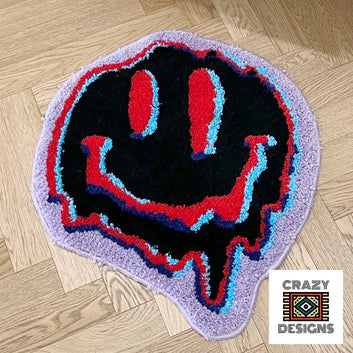 Custom Tufted Dripping Smiley Face Plush Non-Slip Carpet Rug