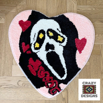 Custom Tufted Scream Love Heart Ghost Face Plush Carpet Rug