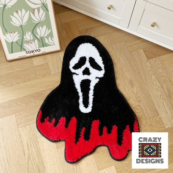 Custom Tufted Drippy Scream Ghost Face Plush Non-Slip Carpet Rug