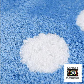 Custom Tufted Blue Tear Drop Water Happy Smiley Face Carpet Rug