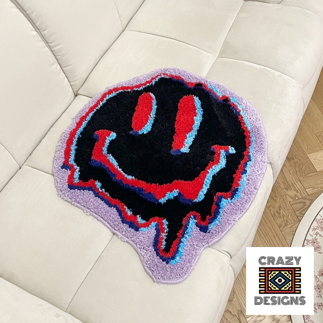 Custom Tufted Dripping Smiley Face Plush Non-Slip Carpet Rug