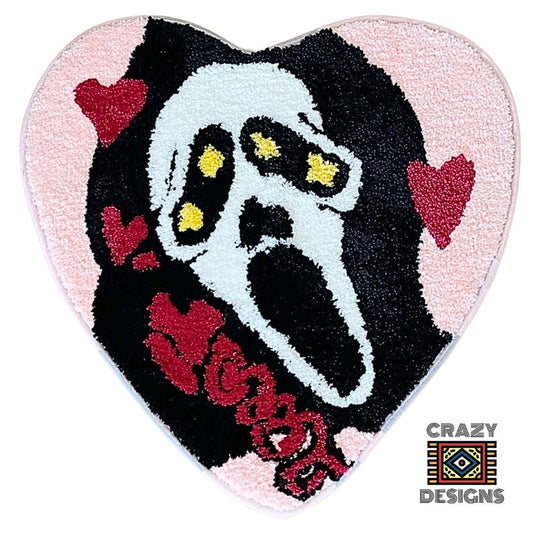 Custom Tufted Scream Love Heart Ghost Face Plush Carpet Rug