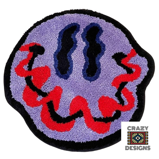 Custom Tufted Wavy Happy Smiley Face Plush Non-Slip Carpet Rug