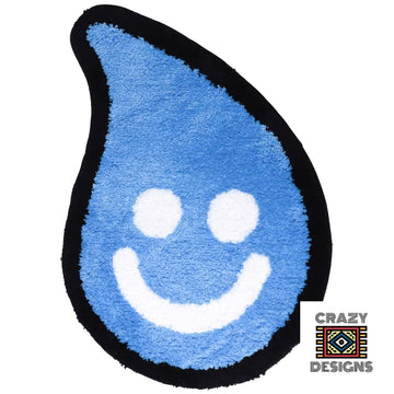 Custom Tufted Blue Tear Drop Water Happy Smiley Face Carpet Rug