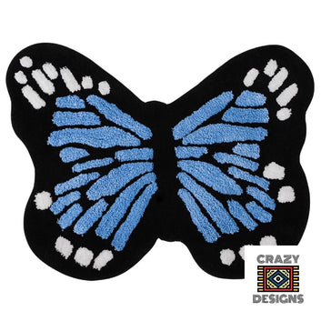 Custom Tufted Purple & Blue Butterfly Plush Bathroom Carpet Rug