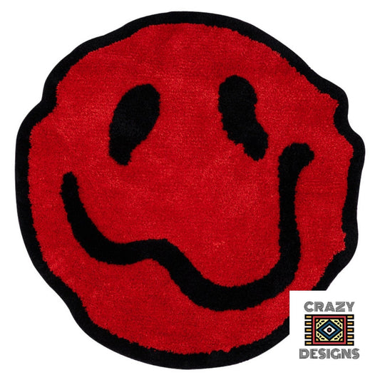 Custom Tufted Multi-Coloured Big Smiley Face Fluffy Plush Carpet Rug