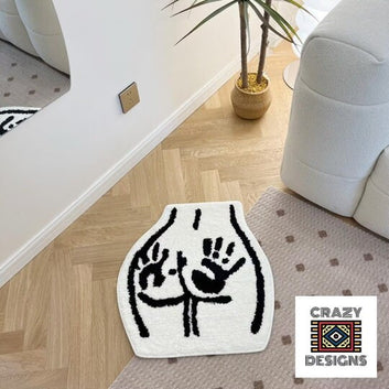 Custom Tufted Booty Handprint White Plush Non-Slip Carpet Rug